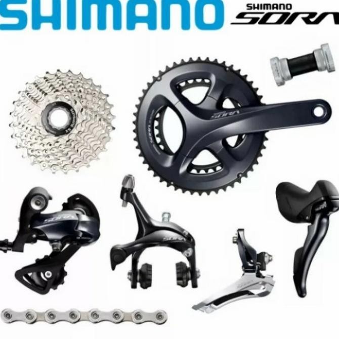 Bisa Spk Groupset Shimano Sora R3000 50/34T Sprocket 11-34T Brifter Stang Balap
