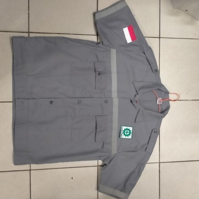 || FARISMAL / Baju safety lengan pendek abu-abu + logo k3+ logo bendera ||~~~