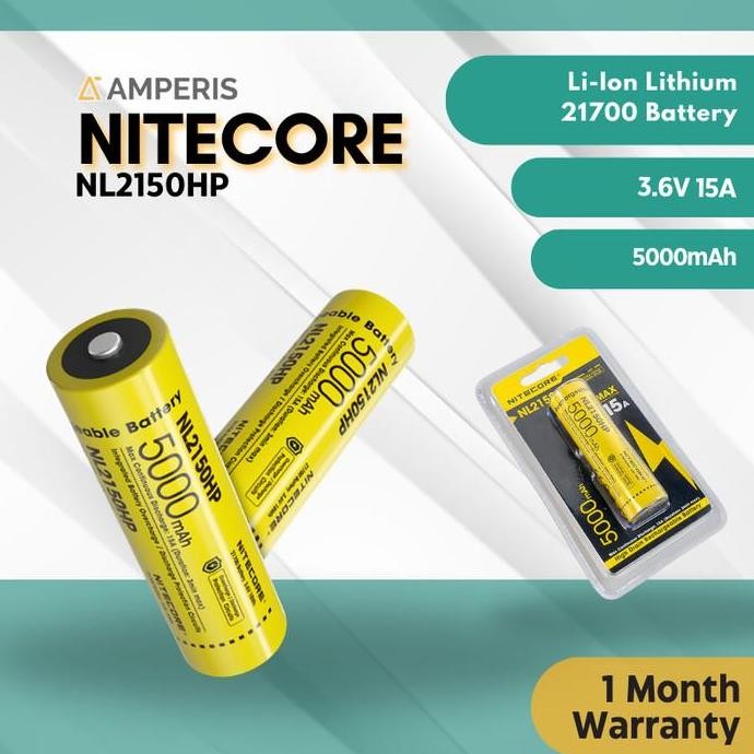

Promo Nitecore Nl2150Hp Lithium Rechargable 21700 Battery 3.6V 15A 5000Mah