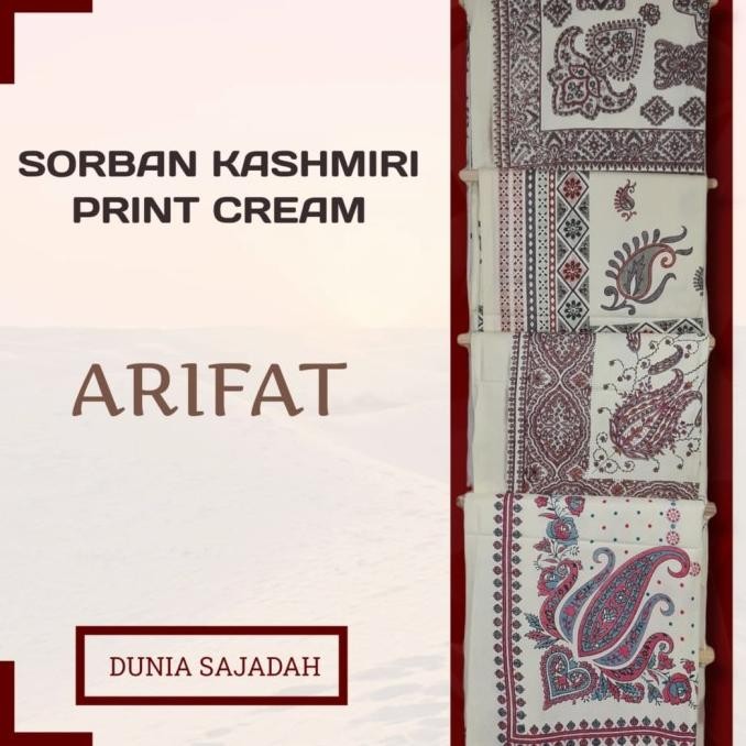 Sorban Kashmiri Print Motif Bordir Cream / Sorban Sablon Cream