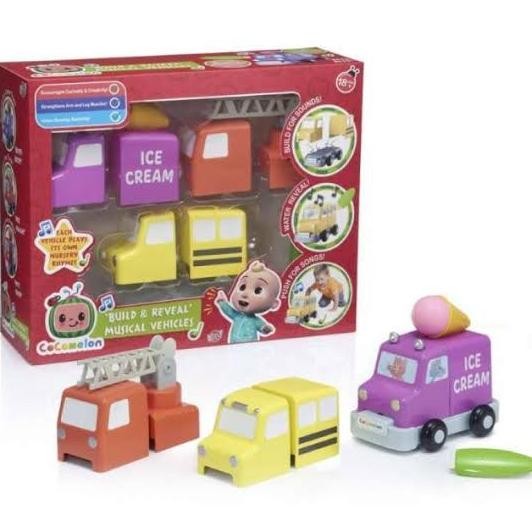 Mainan Edukasi COcomelon build and rreveal musical vehicles sound