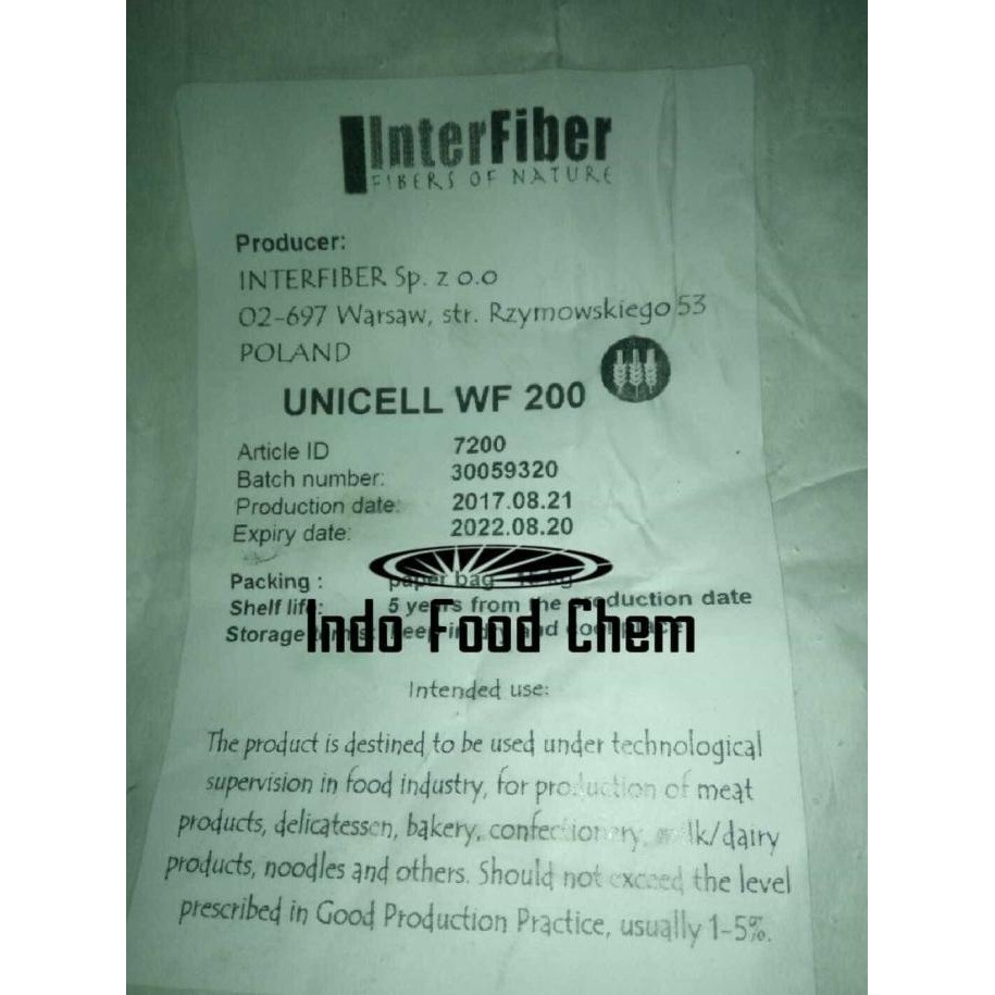 

Wheat Fiber Unicell WF 200 Food Grade ex Polandia murah