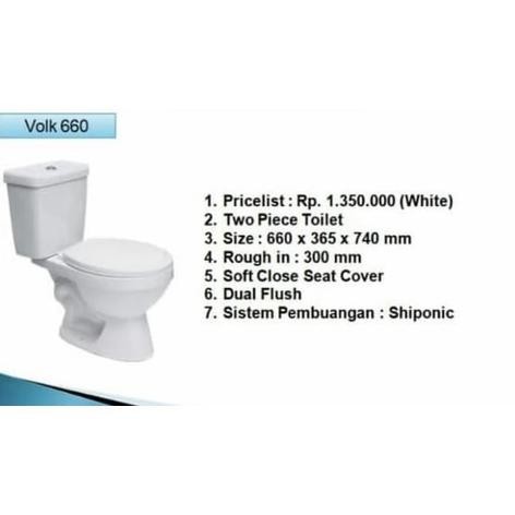 Volk 660 Two Piece Toilet / Kloset Duduk New Stok