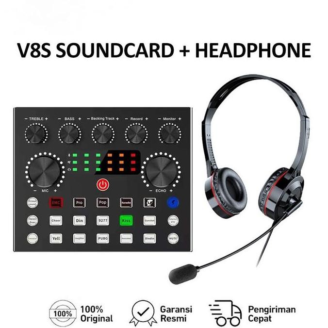 Bonkyo Mixer V8K/V8S Headset  Sound Card Peralatan Siaran Langsung Komputer Dan Ponsel Karaoke Rekam