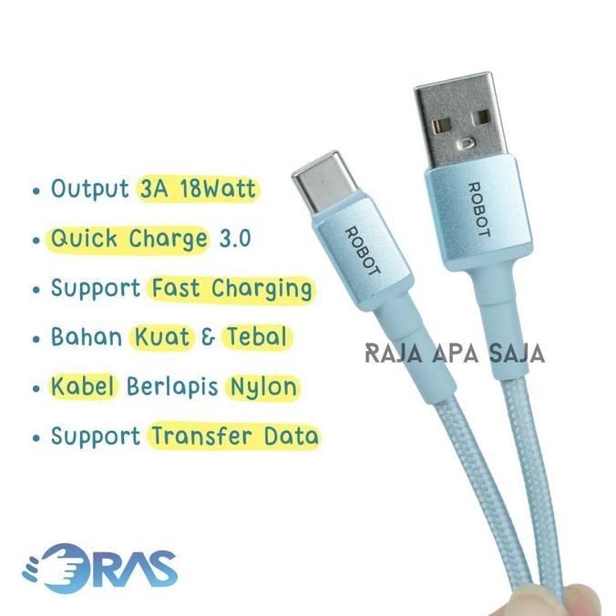Kabel Data Charger Type C Fast Charging 3A Casan HP Tipe C Tepsi Robot