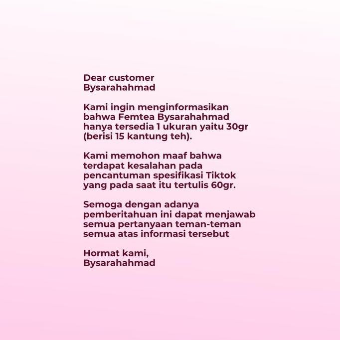 

Murah Femtea Rasa Peach Bysarahahmad