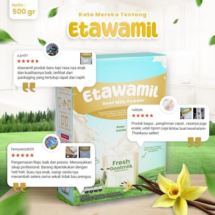 

Grosir Etawamil Susu Kambing Etawa Bubuk - Vanila Halal Bpom 1 Kg / 1000 Gr