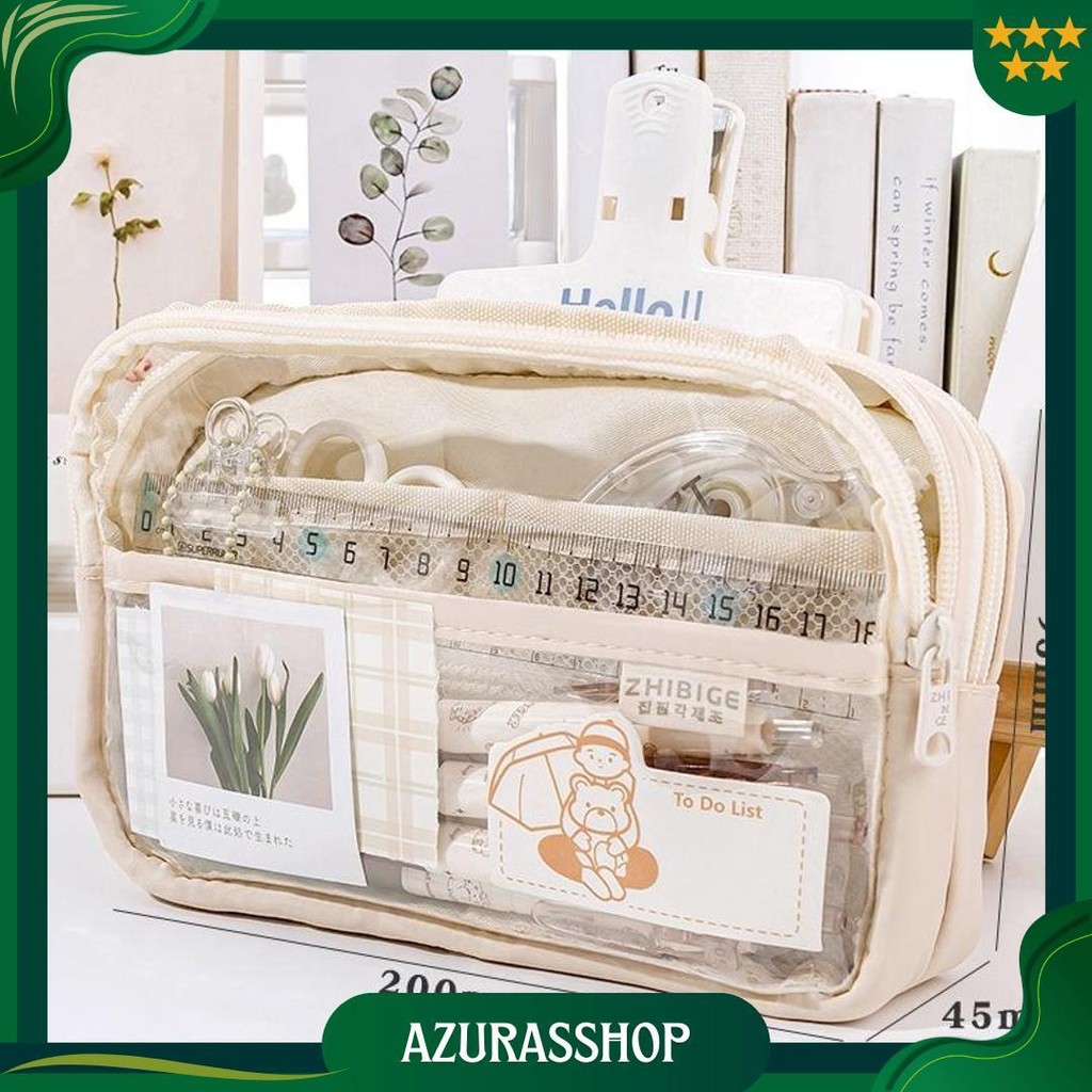 

Winzige Pencil Case Large Tempat Pensil Transparan Kotak Pensil Aesthetic Pen Pouch Lucu Stationery Organizer Best Seller