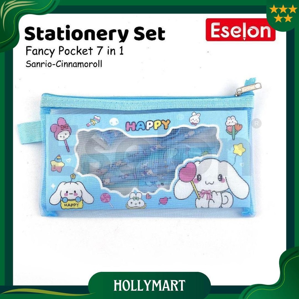

7In1 Stationery Set Zipper Jaring 6017 / Paket Alat Tulis Zipper Ori