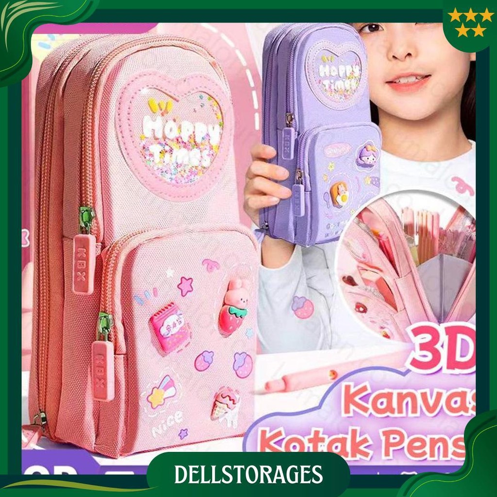 

Lumalon Cod Tempat Pensil Kotak 3D Anak Perempuan Lucu Besar/ Kotak Pensil Kanvas 6 Ruang/Kotak Pensil Anak Sekolah Ori
