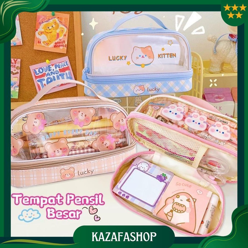 

Poney Tempat Pensil Anak Besar Pen Case Karakter Kotak Pensil Transparan Ori