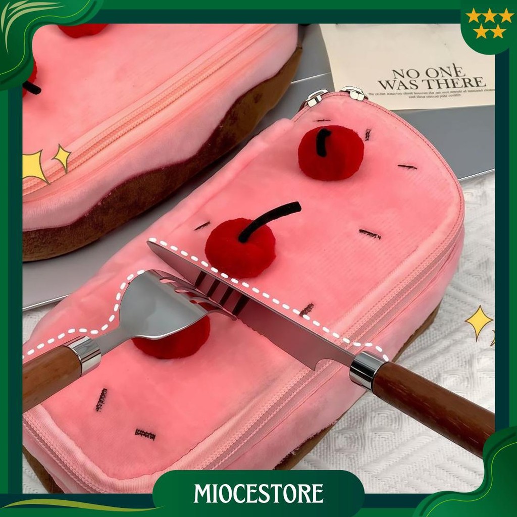 

3D Tempat Pensil Kue Ceri Lucu Tas High -Value Student Large -Kapacity Pencil Box Bag Tas Teks Ori