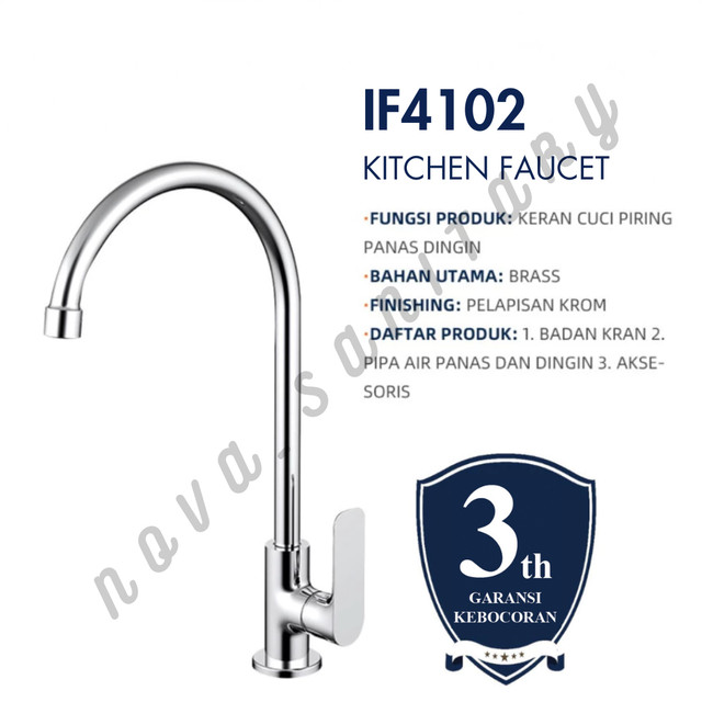 FRAP IF4102 Kran Dapur Cuci Piring Keran Angsa Chrome (Nvs)