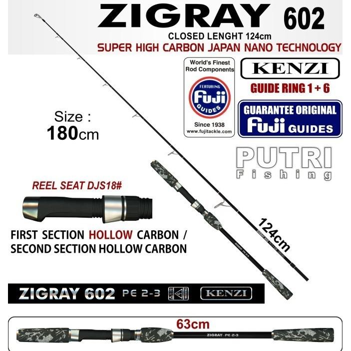 NEW JORAN KENZI ZIGRAY 602 JIGGING SPINNING PE 2-3 Fuji Guides HOLLOW CARBON