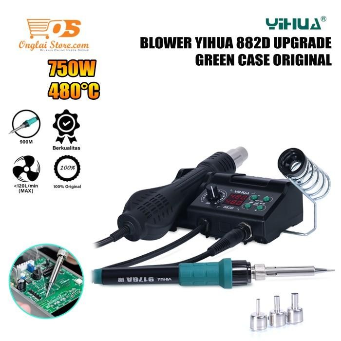 Blower Uap Hp Yihua 882D Hot Air Gun 2 In 1 Solder Station Digital Ori Original Dan Terpercaya