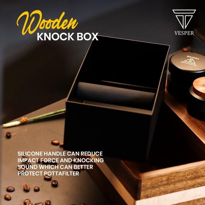 Wooden Acacia Knock Box Storage Coffee Grounds Set 4In1 / Box Kayu Tempat Alat Kopi Tamper Distribut