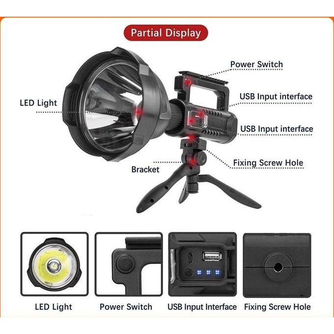 Promo Senter Led Sorot Jarak Jauh Super Terang X2000 W590/W591 Lampu Senter Jumbo Big Lamp Led Multi