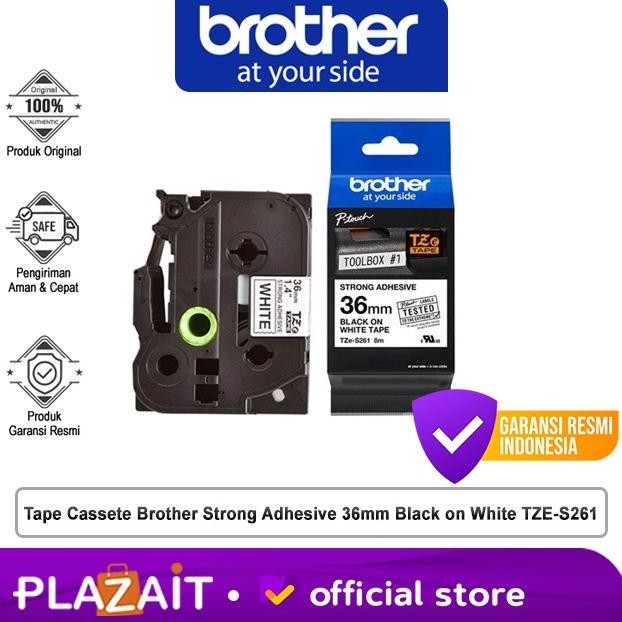 

Tape Cassete Brother Strong Adhesive 36Mm Black On White Tze-S261 Co