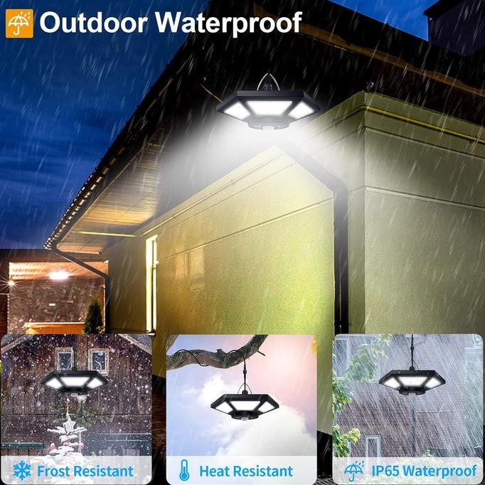 Promo Lampu Solar Outdoor High Quality Lampu Gantung Outdoor Solar Pir Ip65 Cool White With Remote