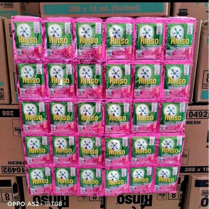 1 DUS -(104 SACHET) RINSO CAIR LIQUID antinoda molto 500 = 8 Renceng murah