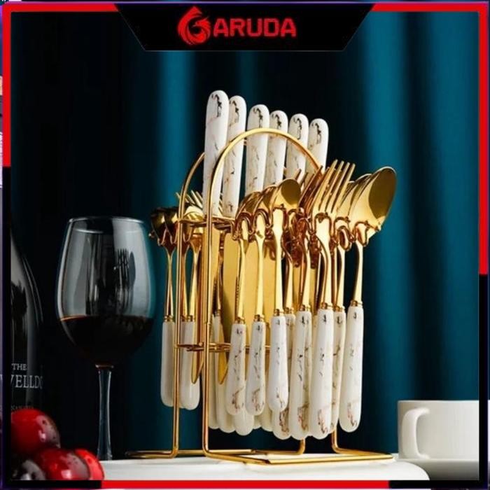 Jual Aveline Sendok Set Sultan / Sendok Gold / Egg Spoon Gold / Stainlees Steel / Sendok Gold Set Me