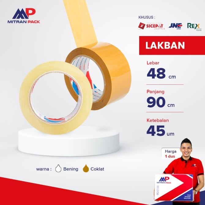 

(CG) Lakban Bening / Coklat 90meter / 100 yard FULL x 48mm Mitran Pack murah
