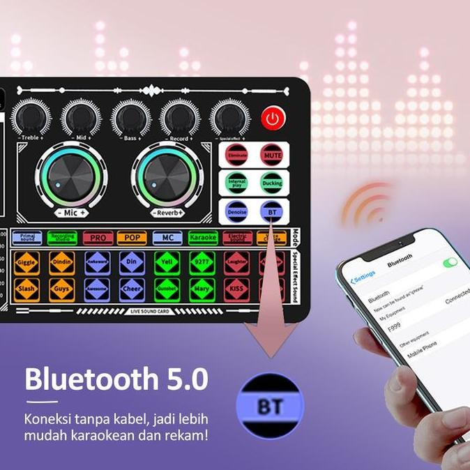 Bonkyo F999 + M999 + Lampu Isi Peralatan Audio Set Lengkap Mikrofon Kartu Suara Tiktok Bernyanyi Mix