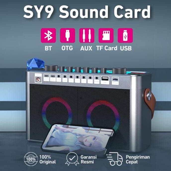 Bonkyo Soundcard Sy9 Speaker All-In-One Bluetooth Soundcard With Wireless 2Microphone With External 