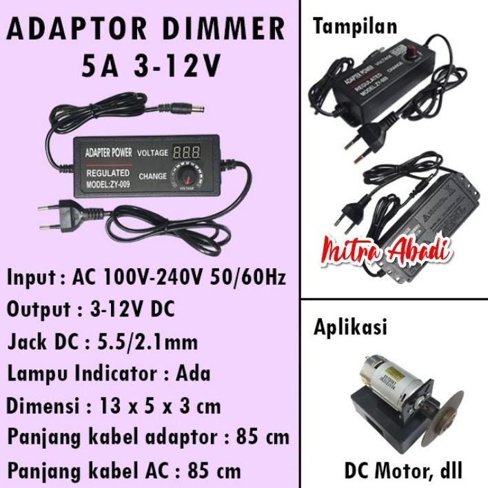 Adjustable Power Adapter Dimmer / Adaptor Dimmer 5A AC - DC 3 - 12V