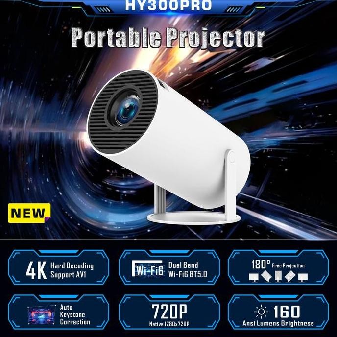 Hy300 Pro Mini Portable Smart Projector - 20000 Lumens Android 11 Proyektor - Mini Murah Bioskop Rum