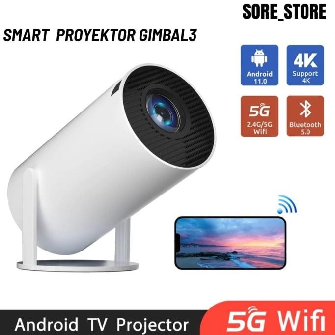Gimbal3 Smart Proyektor Android 11.0 4K Uhd Wifi6 Bluetooth 5.0 1Gb Co