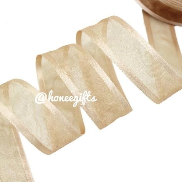 

[Good] Pita transparan organdi organza satin lembut mengkilap champagne cream