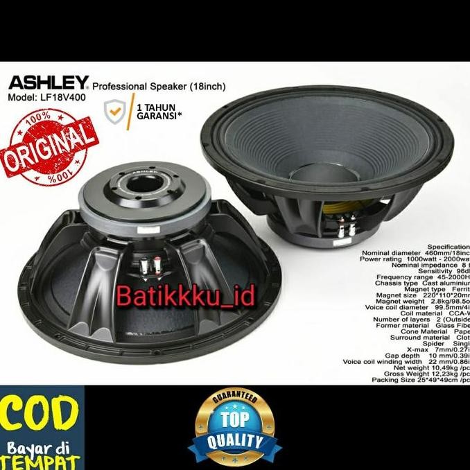 Sale Speaker Komponen Ashley Lf18V400 Lf18 V400 Lf 18 V 400 Original 18 Inch
