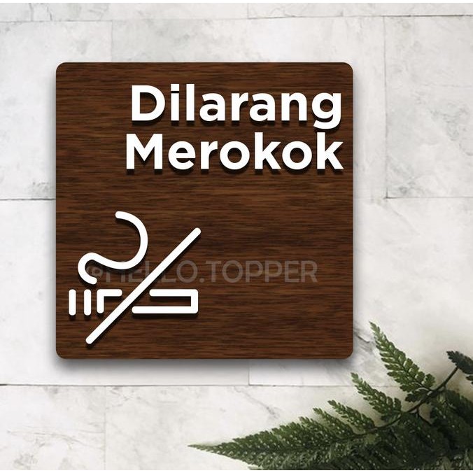 Sign Dilarang Merokok Kayu Kotak | Signage No Smoking | Papan Kayu