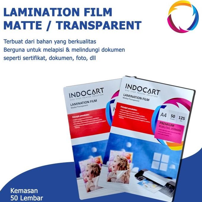 

IndoCart Lamination Film Matte Transparent-216x330x125mic-A4-50s