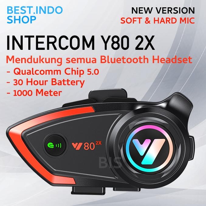 Intercom Y80 Helm Bluetooth Intercom Headset Rider 2 Arah