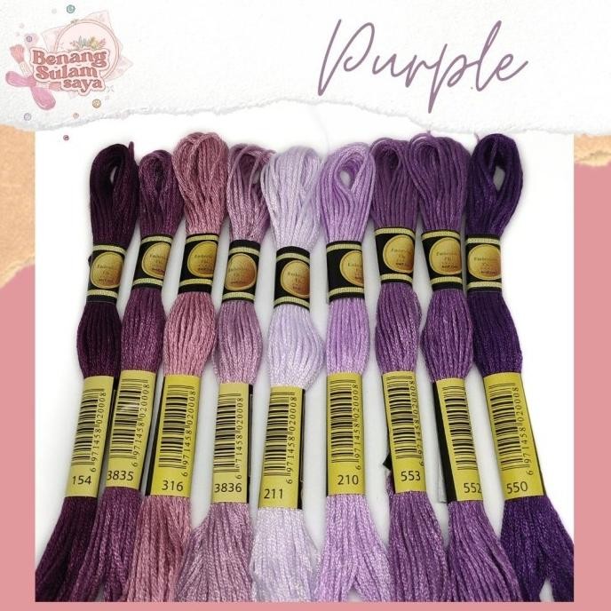[Good] Benang Sulam / Kristik CXC Import (kode DMC) | Seri Warna PURPLE