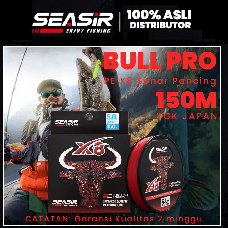 Senar Pancing PE X8 150M SEASIR REDBULL PRO PE X8 Senar PE 300M Benang PE Tahan Aus Senar PE X8 Mera
