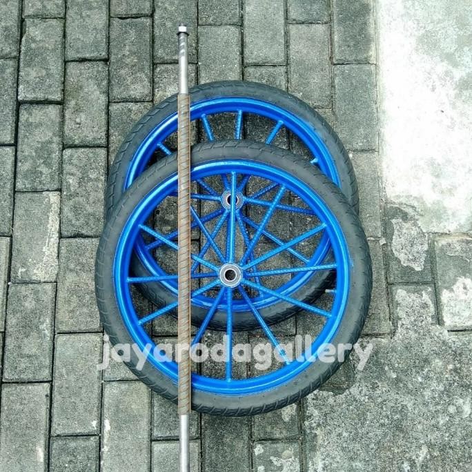 Roda Gerobak Ring 17 Sepasang Roda + Besi As