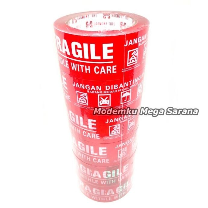 

Zai-2530 1 Slop Isi 6 Pcs - Lakban Fragile Merah Jangan Dibanting Barang Mudah Pecah 48 Mm 100 Yard - Merk Harmony