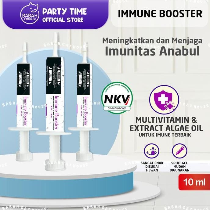 Promo Party Time Immune Booster Vitamin Daya Tahan Tubuh Enak Untuk Kucing Anjing Cat Kitten Adult A
