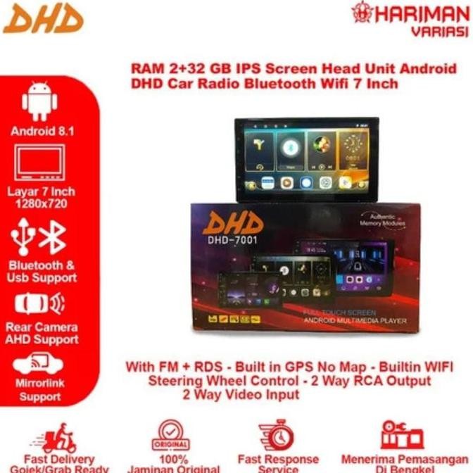 Head Unit Double Din Android Dhd-7001 7 Inch Ram 2+32GB Universal