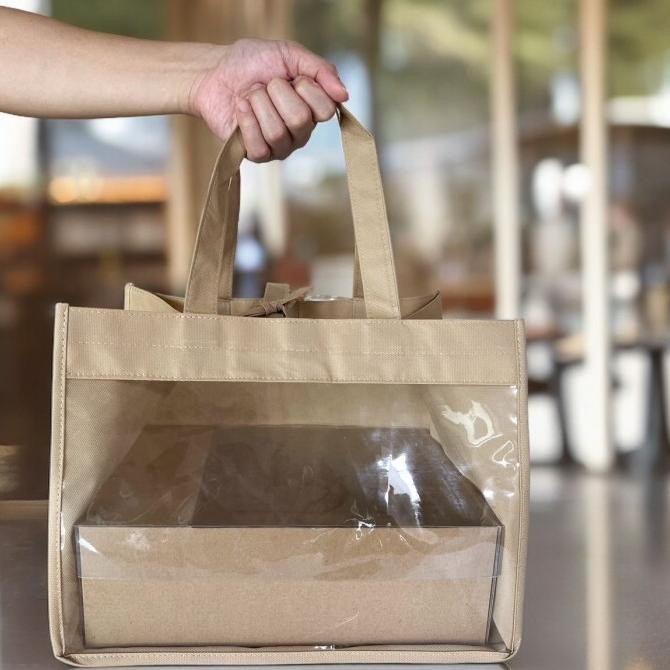 

tas spunbond mika kemasan dus box packaging kotak sekat window uk 22 murah