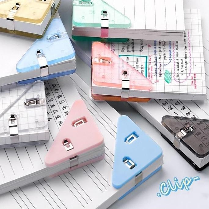 

redi Paper Clip Segitiga Warna-Warni Klip Sudut Penjepit Buku Akrilik Penjepit Kertas Binder Plastik Clips Book & Paper Corner Perlengkapan Kantor Sekolah Import