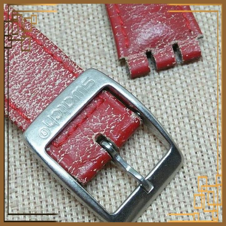 [RHV] SWATCH STRAP VINTAGE ORIGINAL BUCKLE LEATHERSTRAP TALI KULIT RANTAI JAMTANGAN SWATCH SWISSMADE