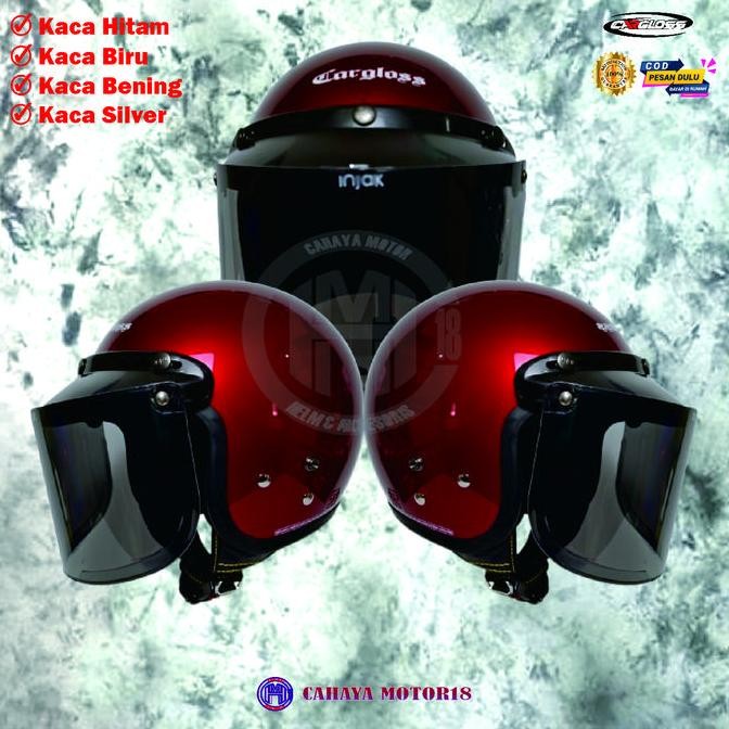 HELM CARGLOSS CFM DEEF RED MET / MERAH GLOSSY | HELEM BOGO RETRO 2104T