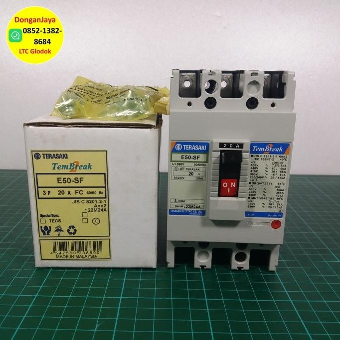 Terasaki Nfb Mccb E50-Sf 3P 20A Ac240V 25Ka 380V 16Ka New Stok
