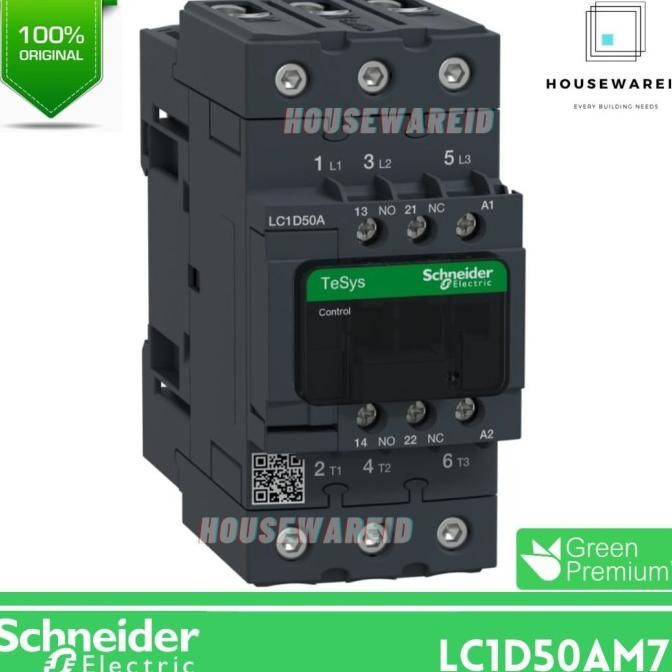 Kontaktor 3P 50A Schneider Lc1D50Am7 220V Contactor 3 Phase 50 Ampere New Stok