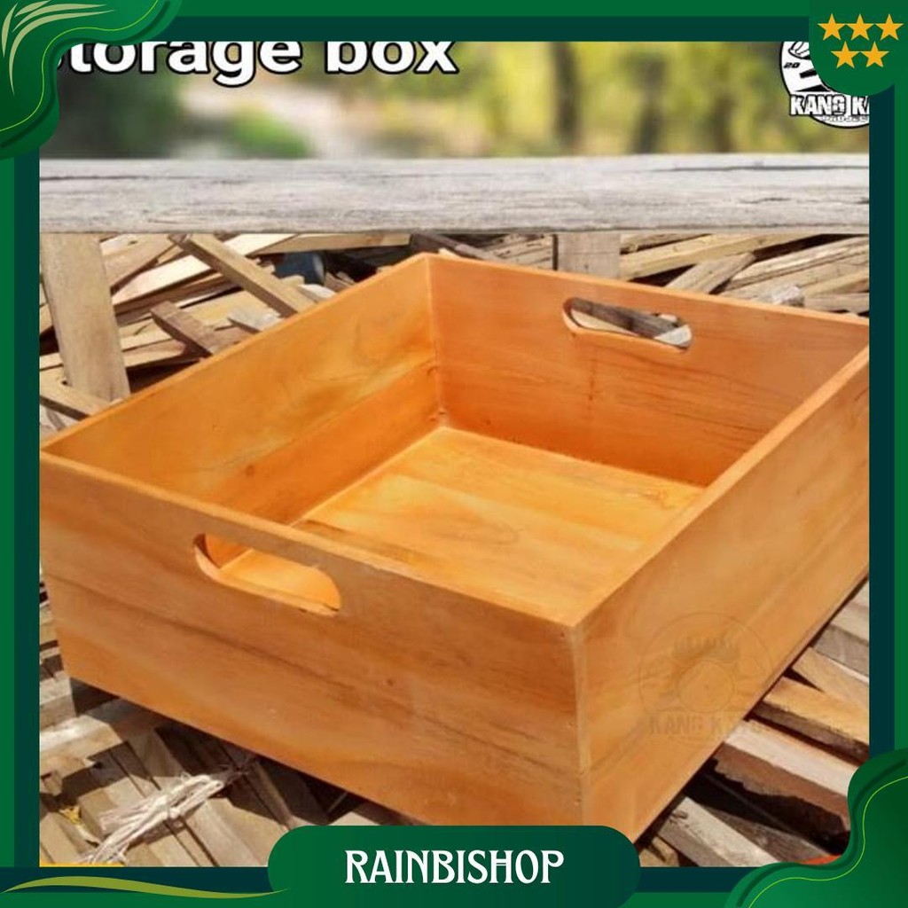 Nampan Kayu Box Kayu Handle 30-50X30X10Cm Wooden Storage Cod