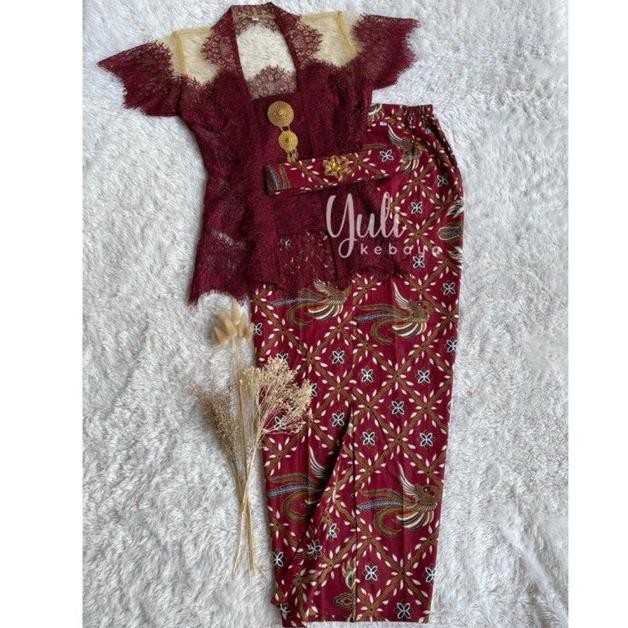 ''Terlaris" Set Kebaya Rangrang Jadi Modifikasi Modern | Kebaya Merah Maroon